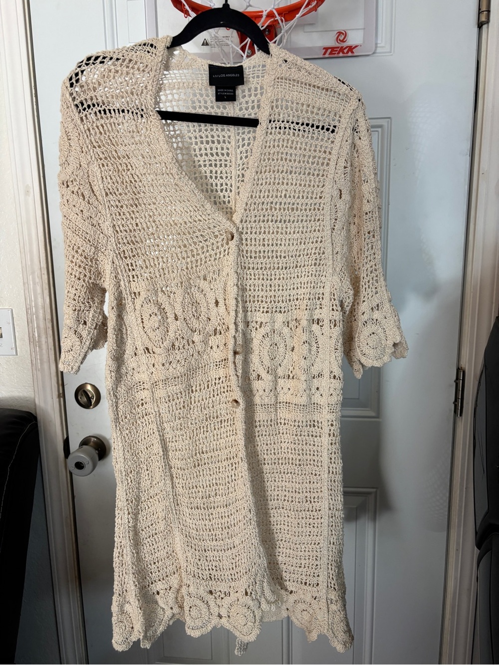 Crochet Button-Front Swim Coverup